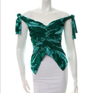 David Szeto Floral Printed Silk Top